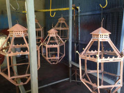 Powder Coat Ornate Lamps Before